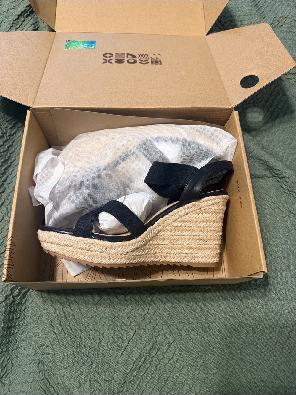 Women's Black Espadrille Wedge Sandals with Ankle Strap